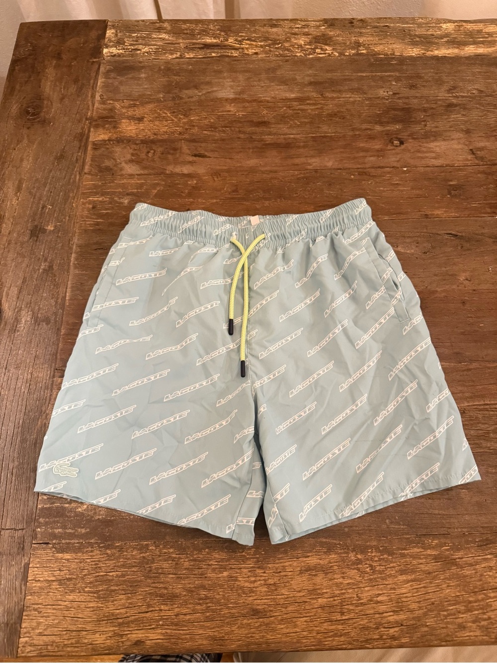 Lacoste Boy’s Swim Trunks with Yellow Drawcord